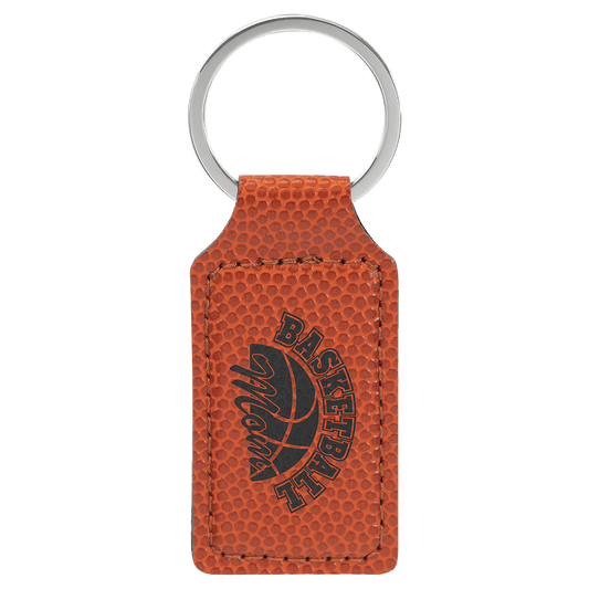 Basketball Leatherette Rectangle Keychain