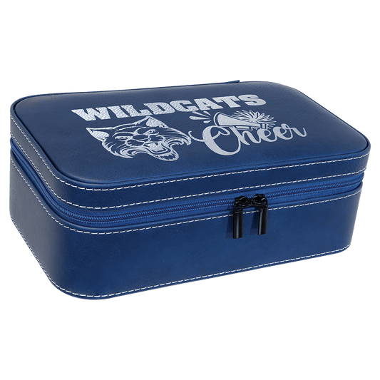 Blue/Silver Large Leatherette Jewelry Box