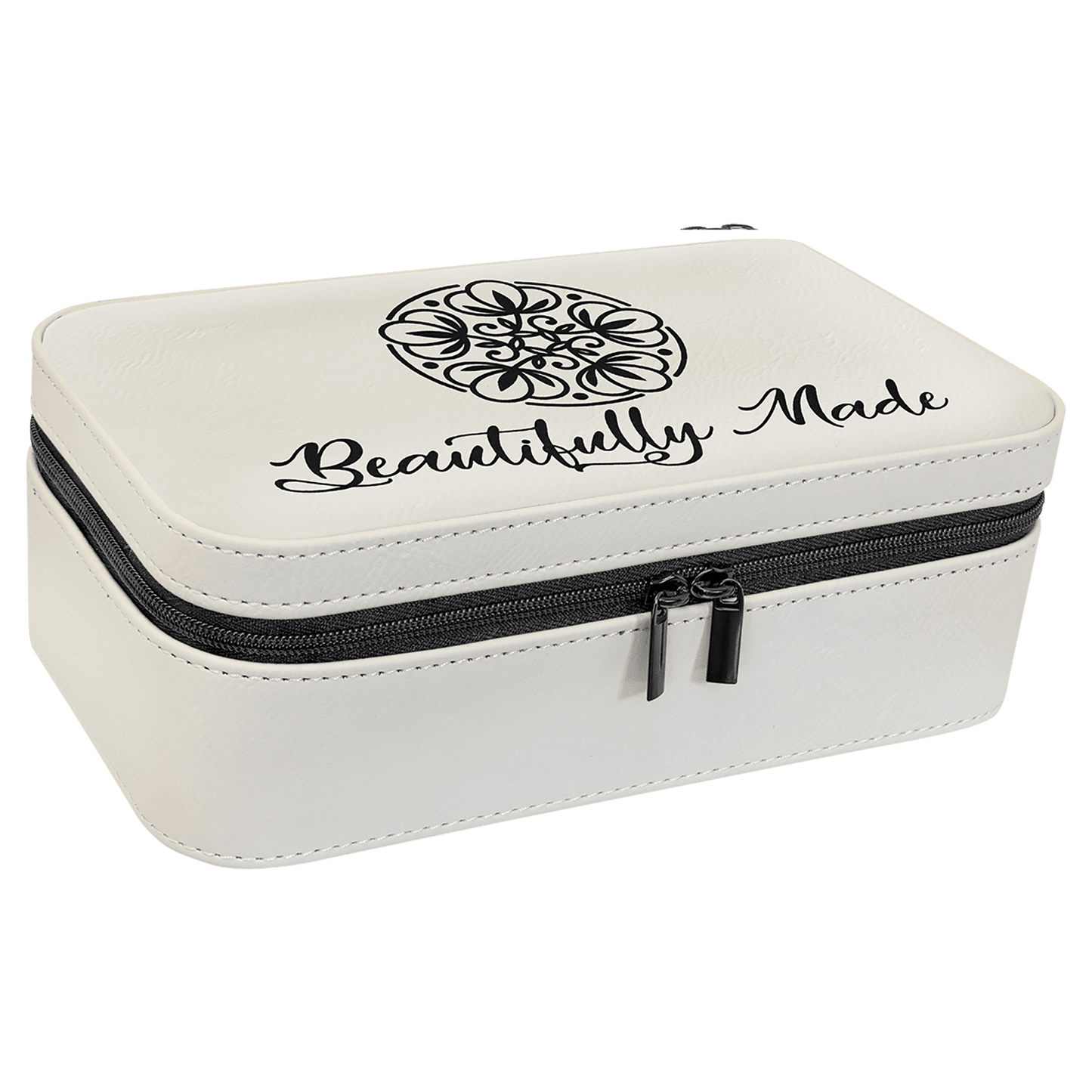 White Large Leatherette Jewelry Box