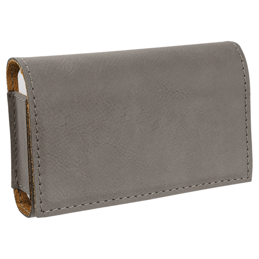 Gray Lasered Leatherette Pill Box with Separate Adjustable Containers