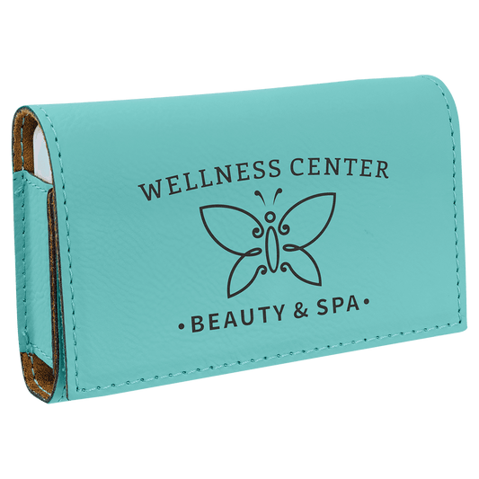 Teal Lasered Leatherette Pill Box with Separate Adjustable Containers