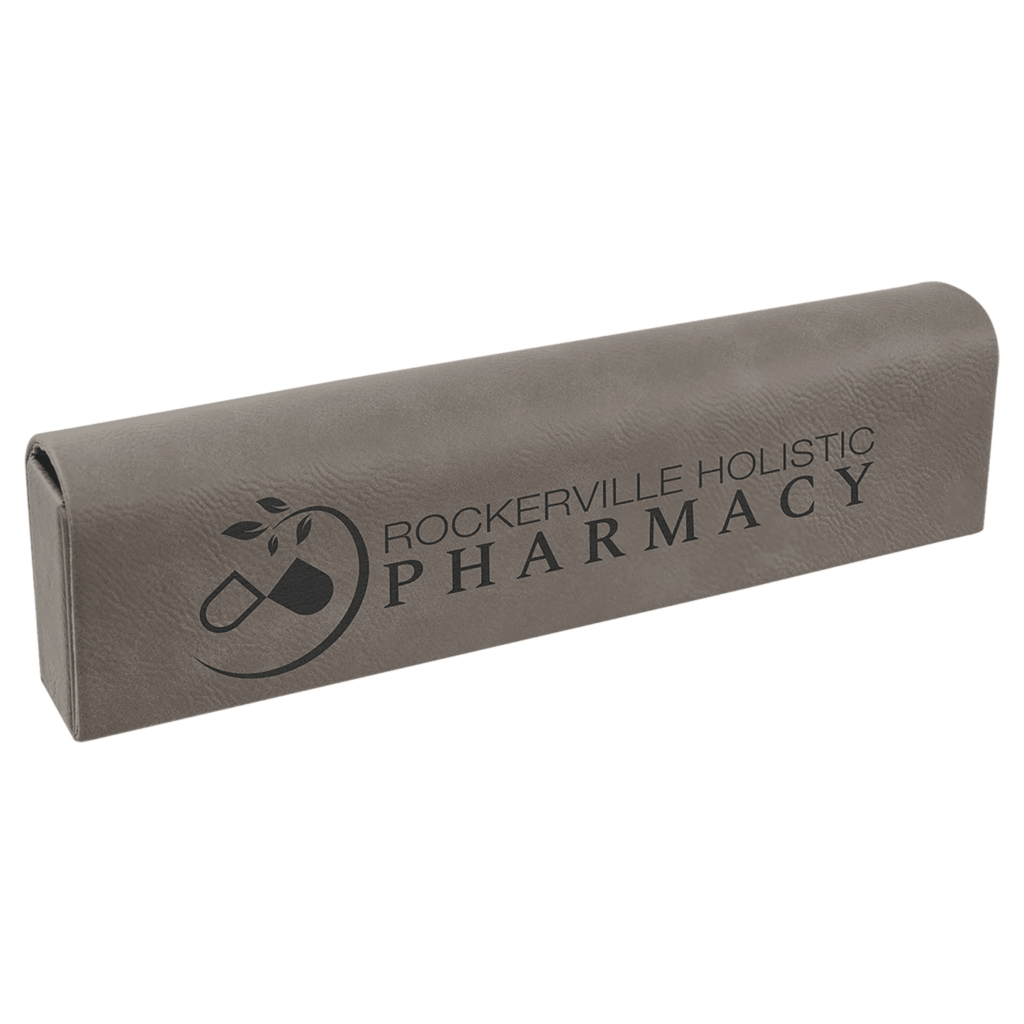 Gray Lasered Leatherette Pill Box with Days of the Week Organizer