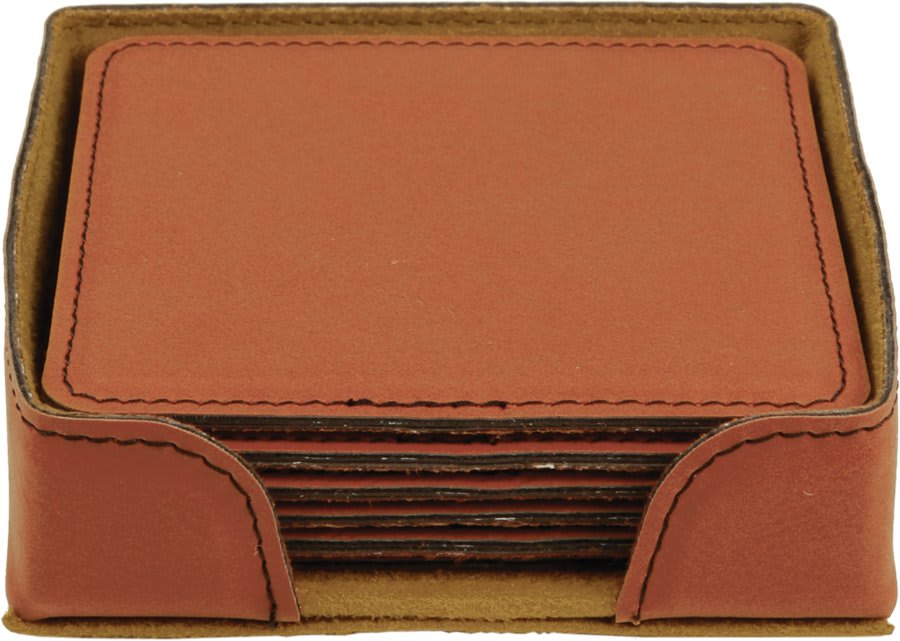 Rawhide Square Leatherette 6-Coaster Set