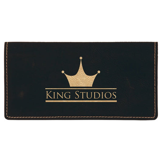 Black/Gold Leatherette Checkbook Cover