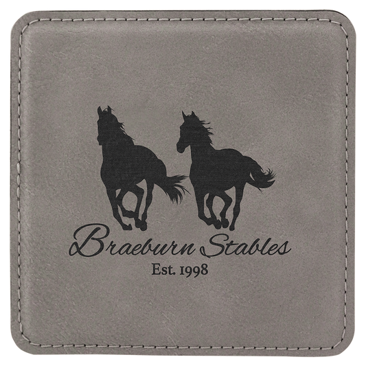 Gray Square Leatherette Coaster