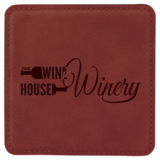 Rose Square Leatherette Coaster