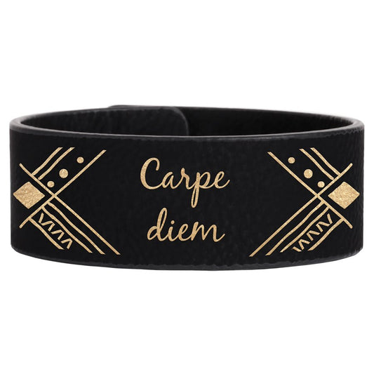 Black/Gold Leatherette Cuff Bracelet