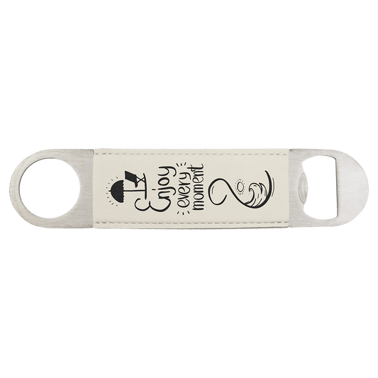 White Leatherette Bottle Opener