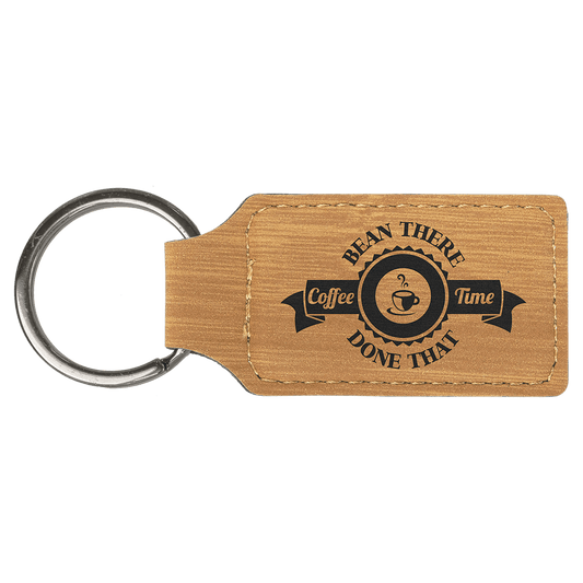 Bamboo Leatherette Rectangle Keychain