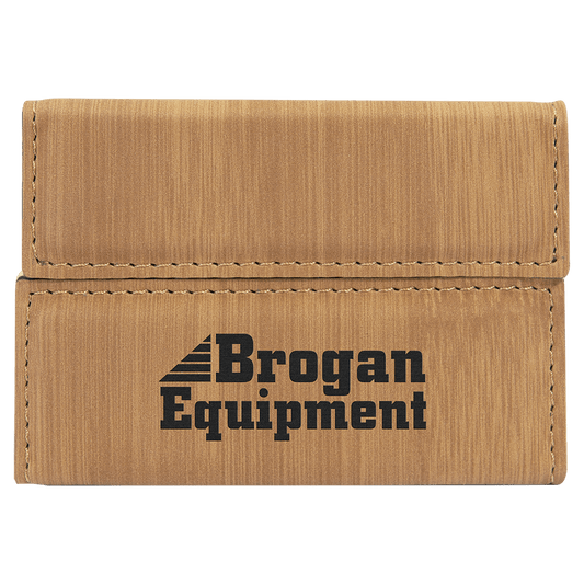 Bamboo Leatherette Hard Business Card Case with Magnetic Closure