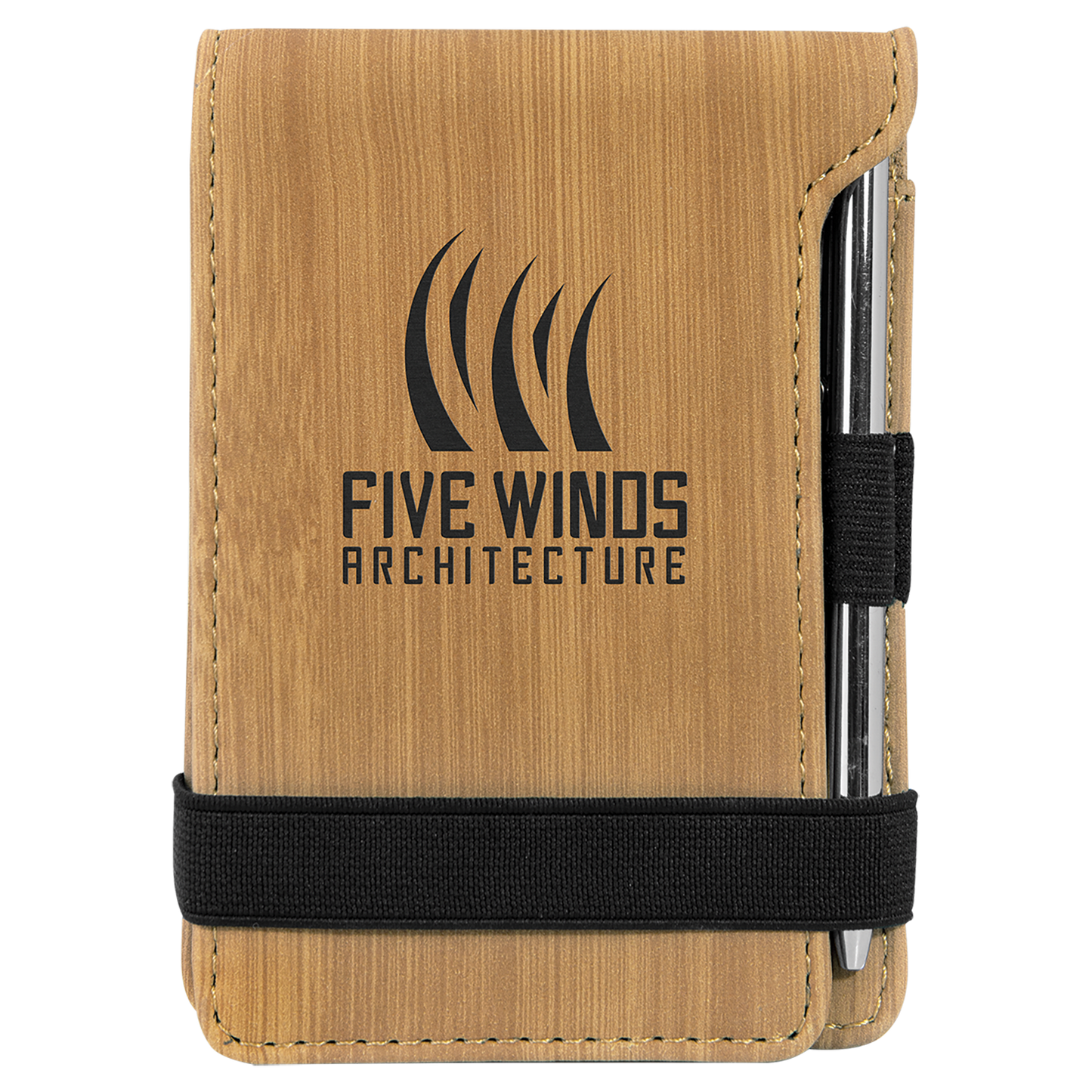Bamboo Leatherette Mini Notepad with Pen