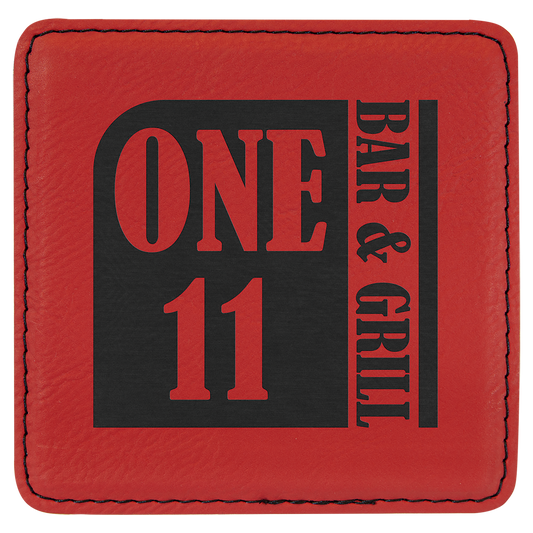 Red Square Leatherette Coaster