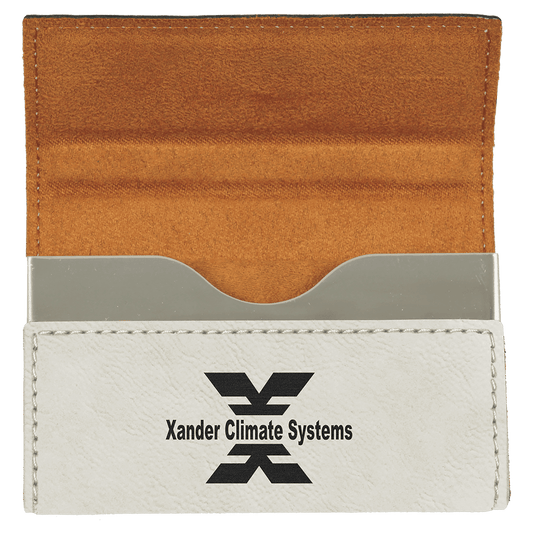 White Leatherette Hard Business Card Case with Magnetic Closure