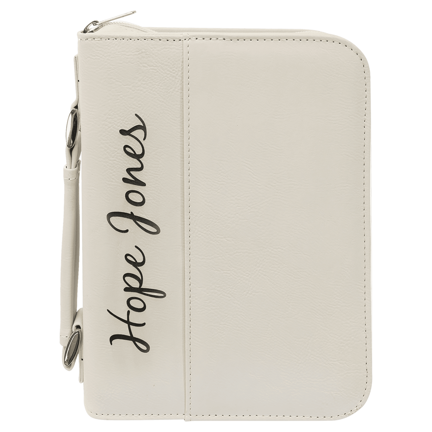 White Leatherette Book/Bible Cover with Zipper