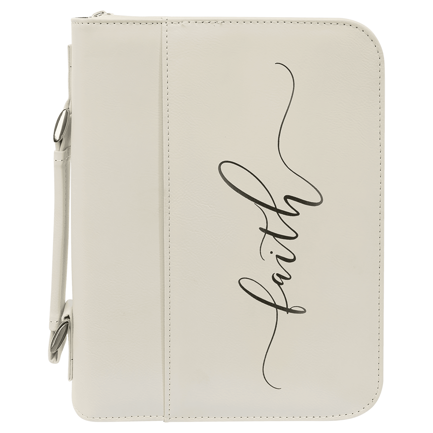 White Leatherette Book/Bible Cover with Zipper