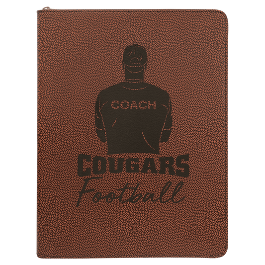Football Leatherette Portfolio with Zipper