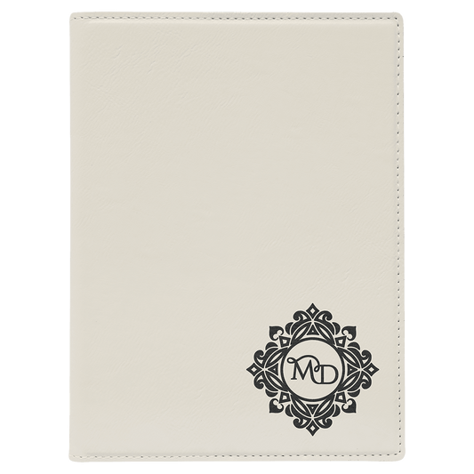 White Leatherette Portfolio with Notepad