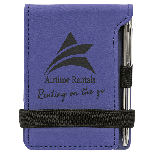 Purple Leatherette Mini Notepad with Pen