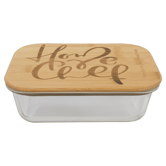 Rectangle Glass Container with Bamboo Lid