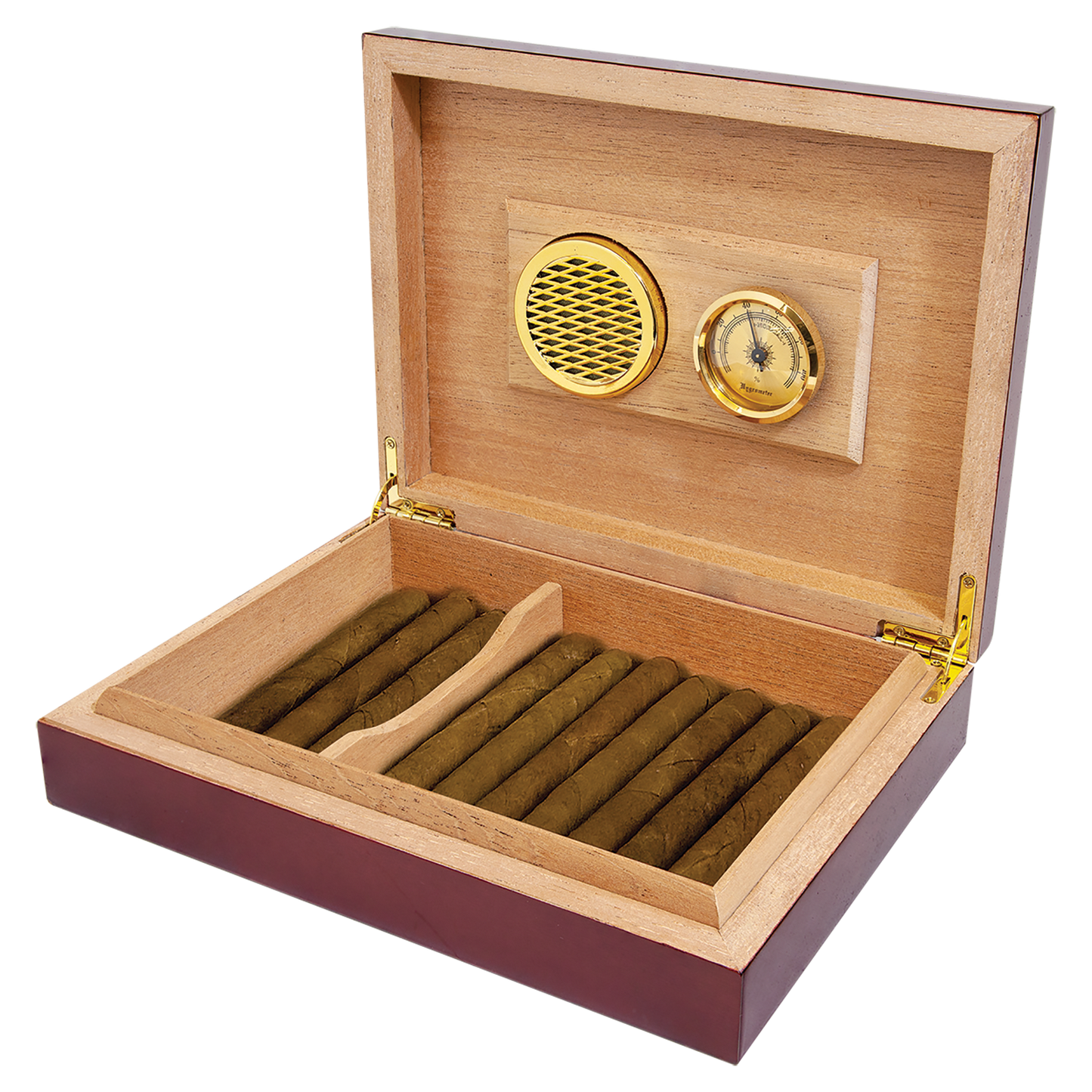 Rosewood Piano Finish Humidor with Hygrometer and Humidifier