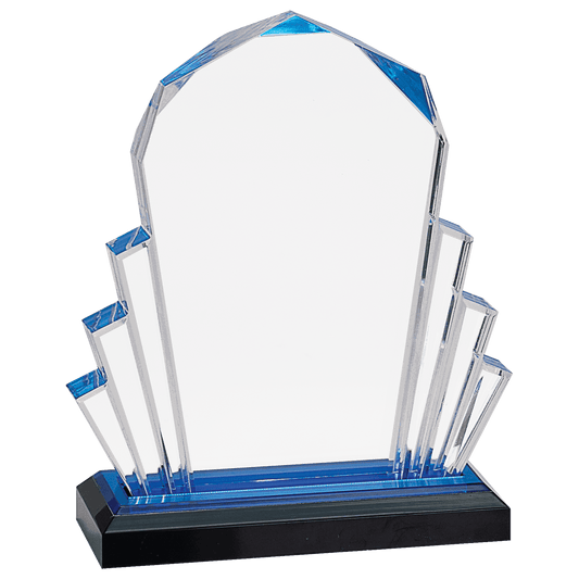 8" Blue Faceted Impress Acrylic with Base