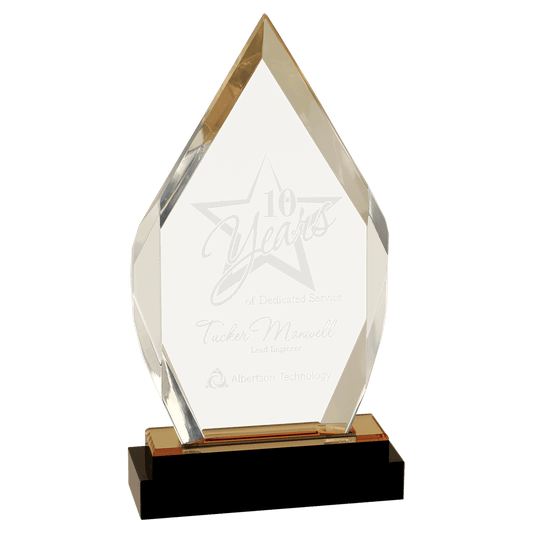 9" Gold Fusion Diamond Impress Acrylic with Black Crystal Base