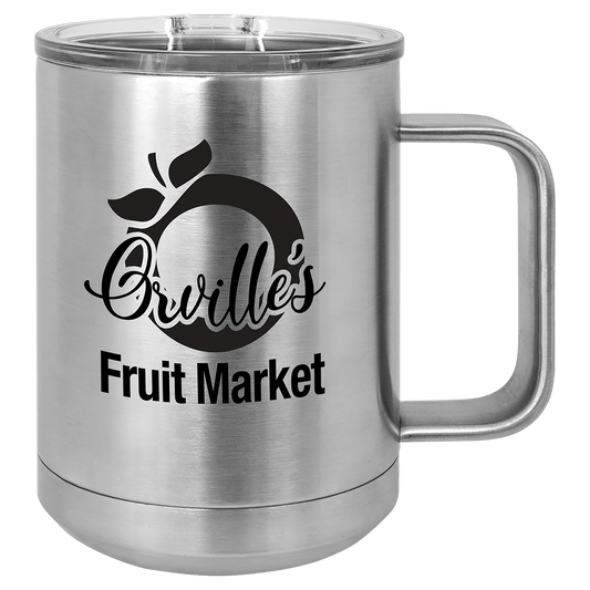 Stainless Steel Polar Camel 15 oz. Coffee Mug with Clear Slider Lid