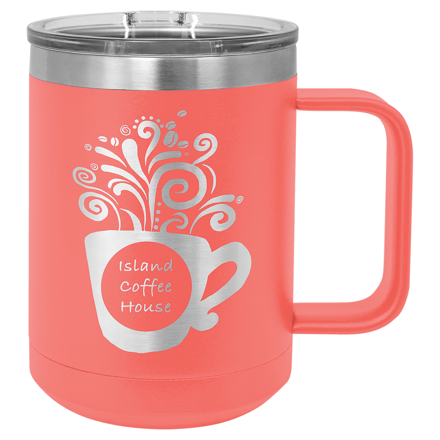 Coral Polar Camel 15 oz. Coffee Mug with Clear Slider Lid