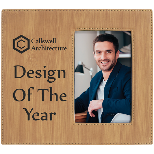 Bamboo Leatherette Photo Frame with Large Engraving Area