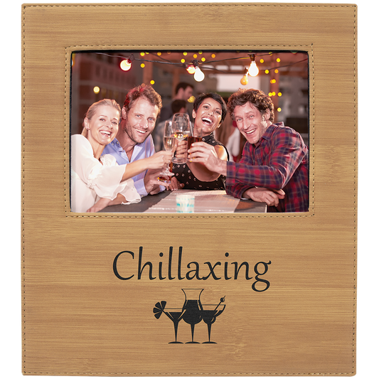 Bamboo Leatherette Photo Frame with Large Engraving Area