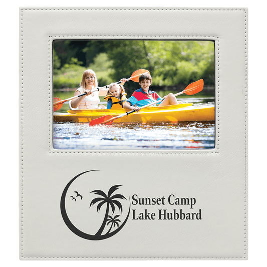 White Leatherette Photo Frame with Large Engraving Area