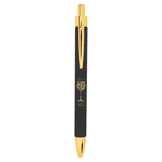 Black/Gold Leatherette Ballpoint Pen