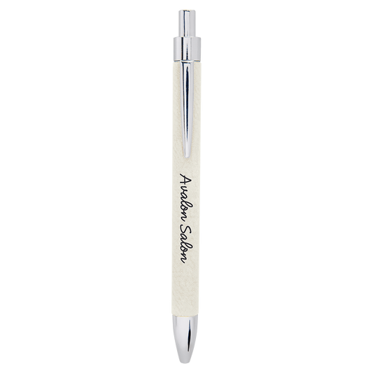 White Leatherette Ballpoint Pen