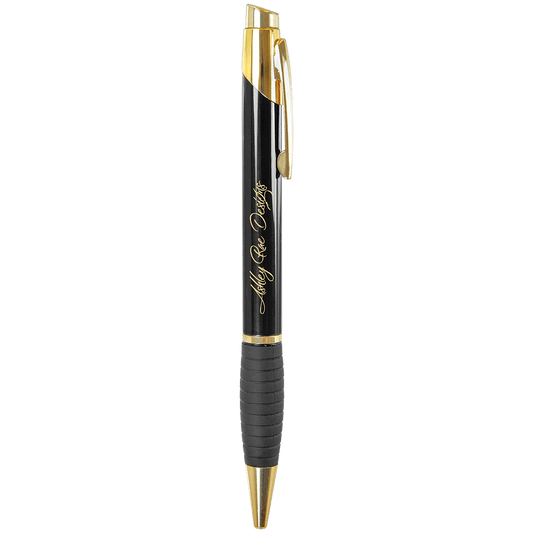 Black Anodized Aluminum Ballpoint Pen with Rubber Gripper