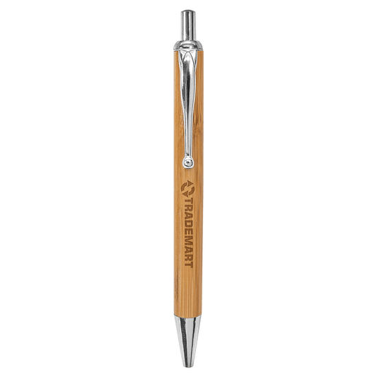 Bamboo Ballpoint Pen with Silver Trim