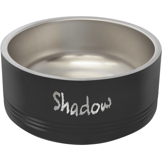 Black 32 oz. Polar Camel Powder Coated Stainless Steel Dog Bowl