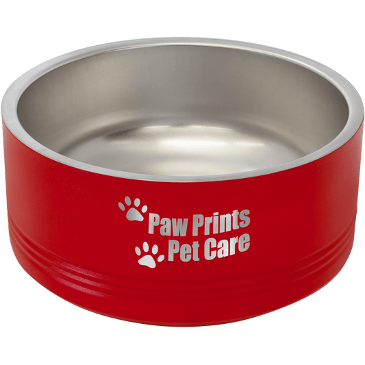 Red 32 oz. Polar Camel Powder Coated Stainless Steel Dog Bowl