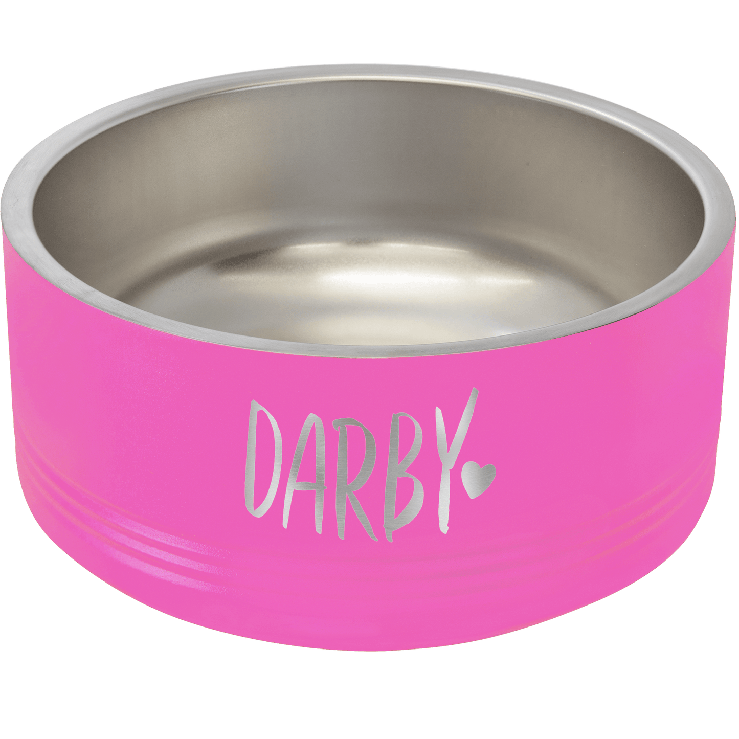 Pink 32 oz. Polar Camel Powder Coated Stainless Steel Dog Bowl