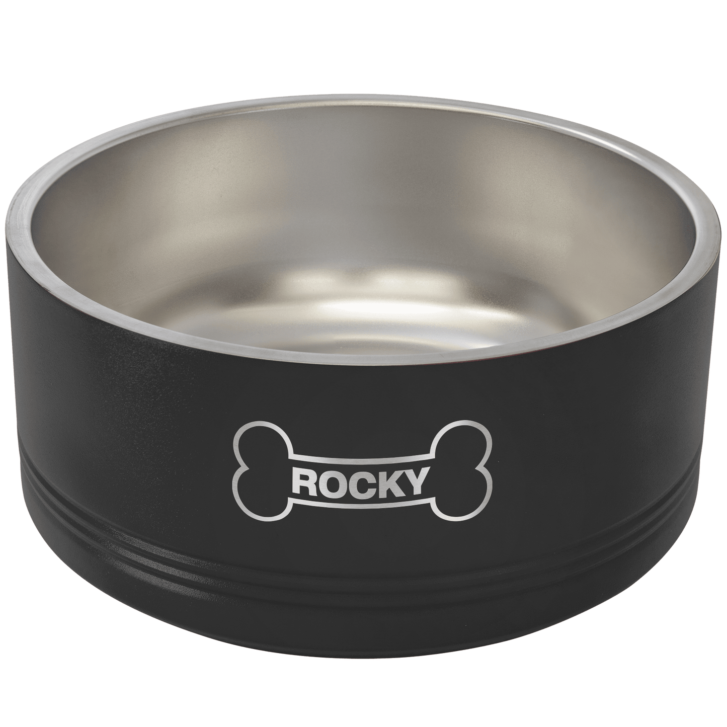 Black 64 oz. Polar Camel Powder Coated Stainless Steel Dog Bowl