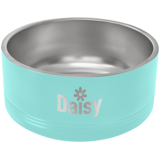 Teal 64 oz. Polar Camel Powder Coated Stainless Steel Dog Bowl