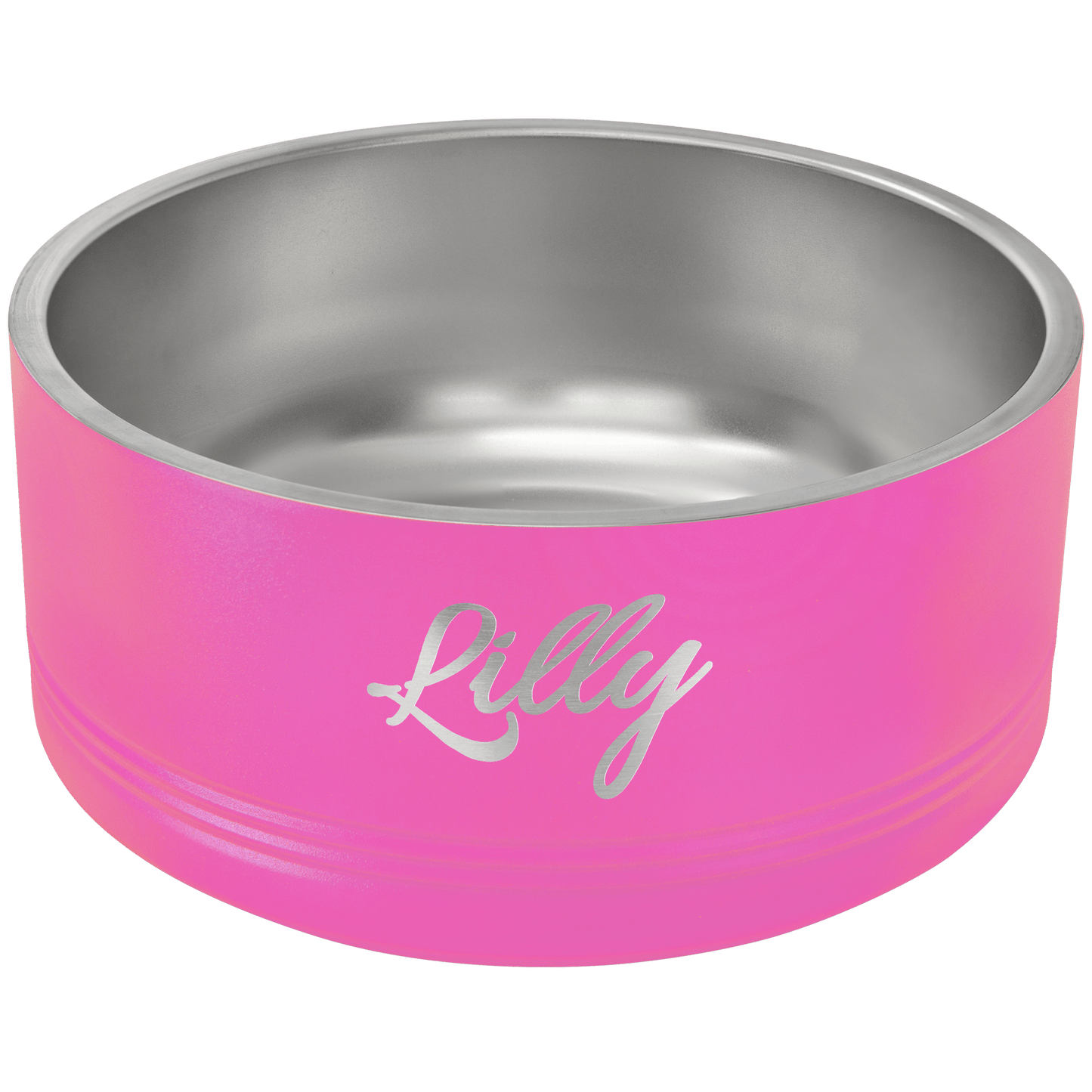 Pink 64 oz. Polar Camel Powder Coated Stainless Steel Dog Bowl