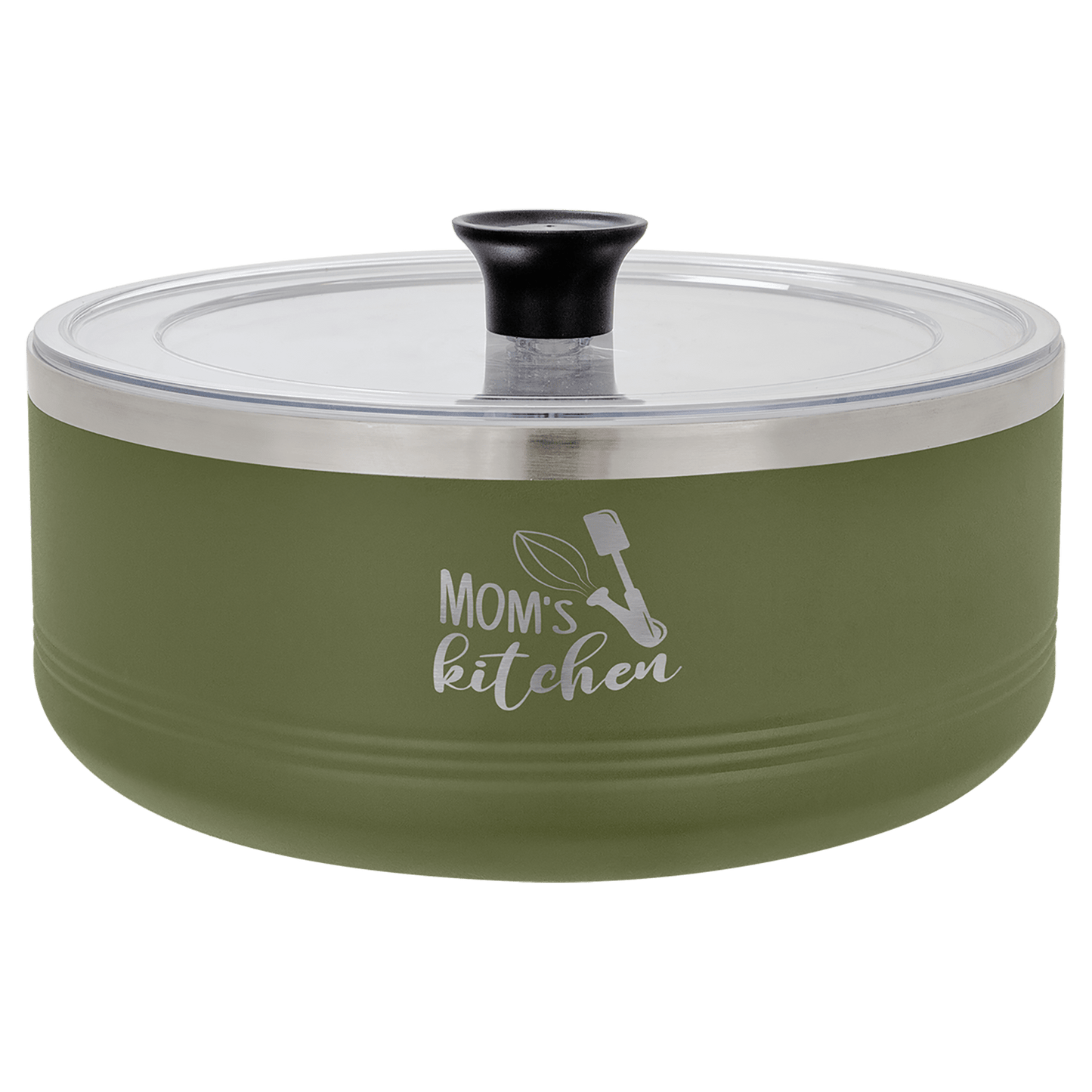 Olive Green 3 Quart Polar Camel Serving Bowl with Lid