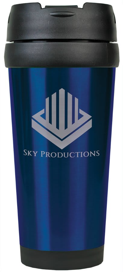 Gloss Blue 16 oz. Travel Mug