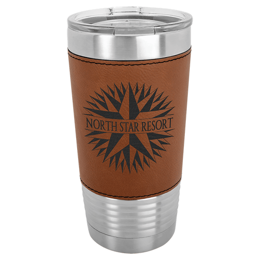 Rawhide Leatherette Wrapped Polar Camel Tumbler with Clear Lid