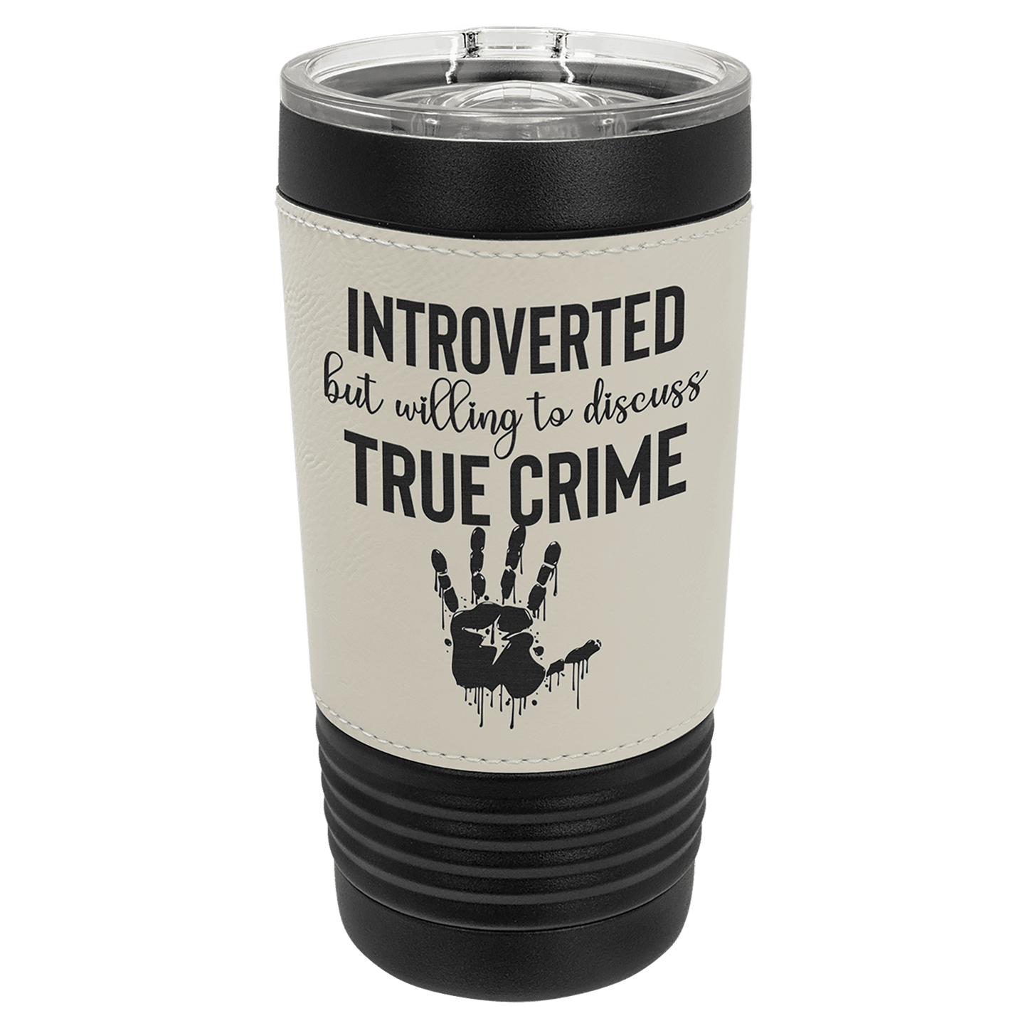 Black with White Leatherette Wrapped 20 oz. Polar Camel with Slider Lid