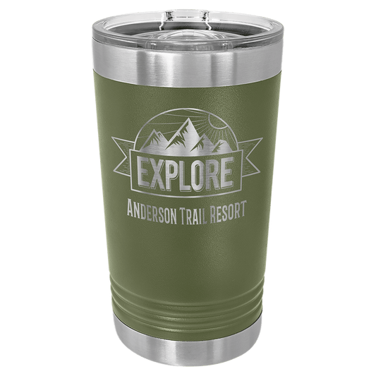 Olive Green Polar Camel Pint with Clear Slider Lid