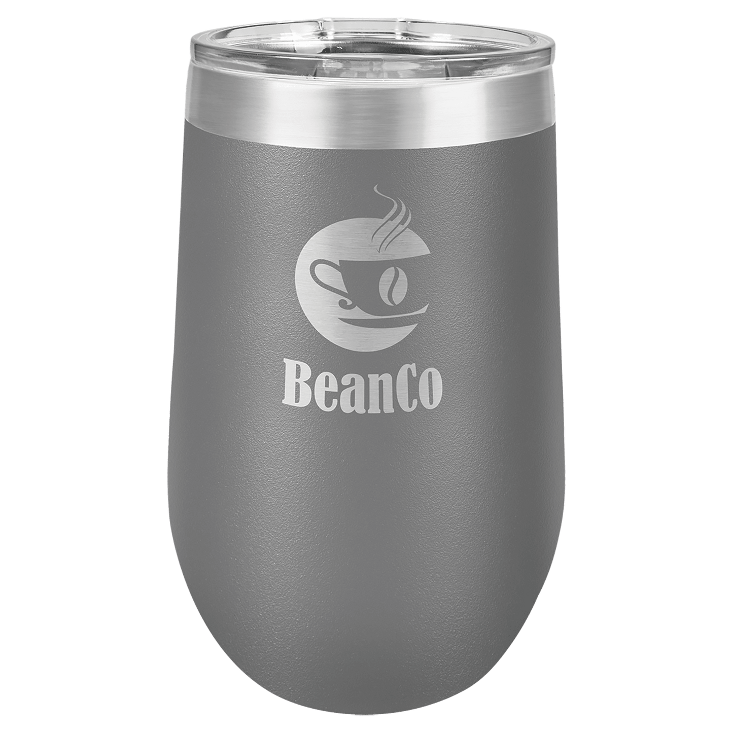 Dark Gray 16 oz. Polar Camel Stemless Tumbler with Clear Lid