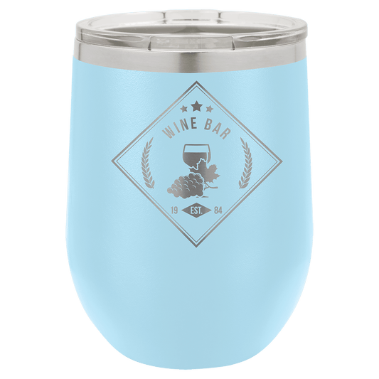 Light Blue 12 oz. Polar Camel Stemless Tumbler with Clear Lid