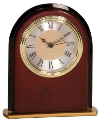 Arch Mahogany and Glass Desk Clock