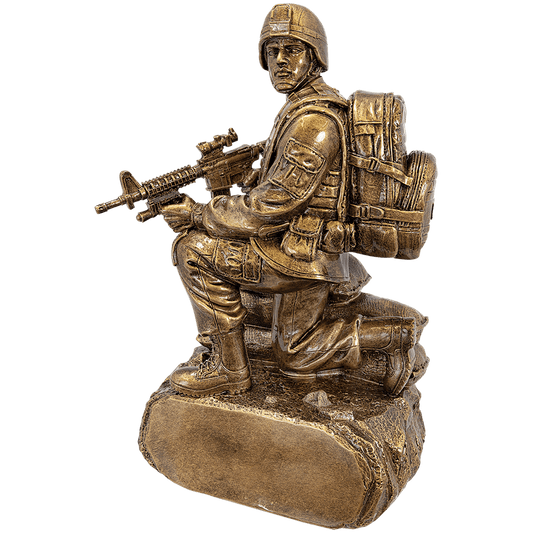 Antique Gold Military Resin Kneeling with Sandbags